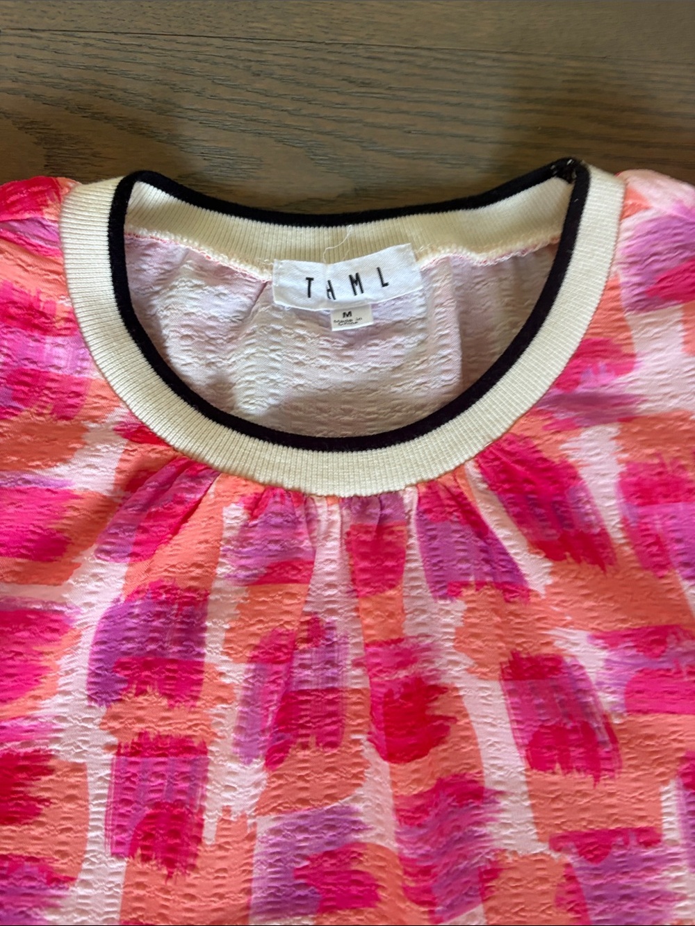 THML Pink Multi Brushstroke Puff Sleeve Top - Picture 4 of 5